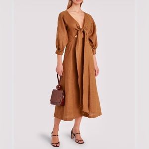 ❣️(NWOT) NICHOLAS, ASILAH TIE-FRONT 100% LINEN DRESS 🔥🔥🔥
